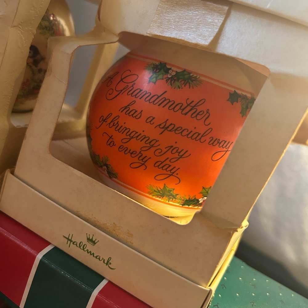 Hallmark Orange Grandmother Ornament with Holly Design
